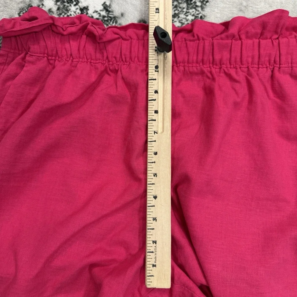 Express Shorts Womens Size L Pink Linen Blend Paperbag Waist Pull On Pockets